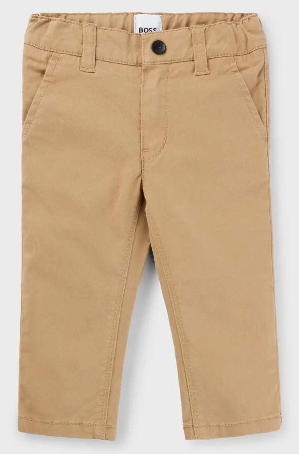 HUGO BOSS Børnebukser I Bomuldstwill Med Stræk Brun Fashion