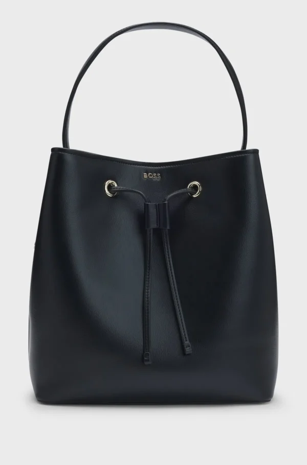 HUGO BOSS Bucket Bag I Imiteret Læder Med Dobbelt B-monogram Sort Cheap