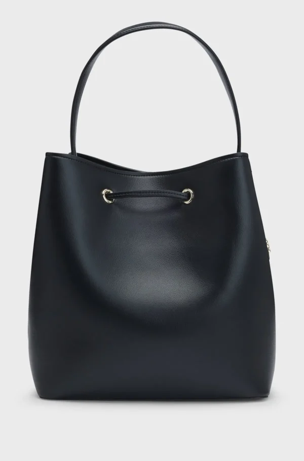 HUGO BOSS Bucket Bag I Imiteret Læder Med Dobbelt B-monogram Sort Cheap