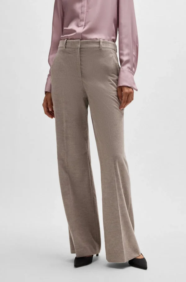 HUGO BOSS Bukser Med Bootcut I Fløjl Af Bomuld Og Kashmir Lysebrun Best