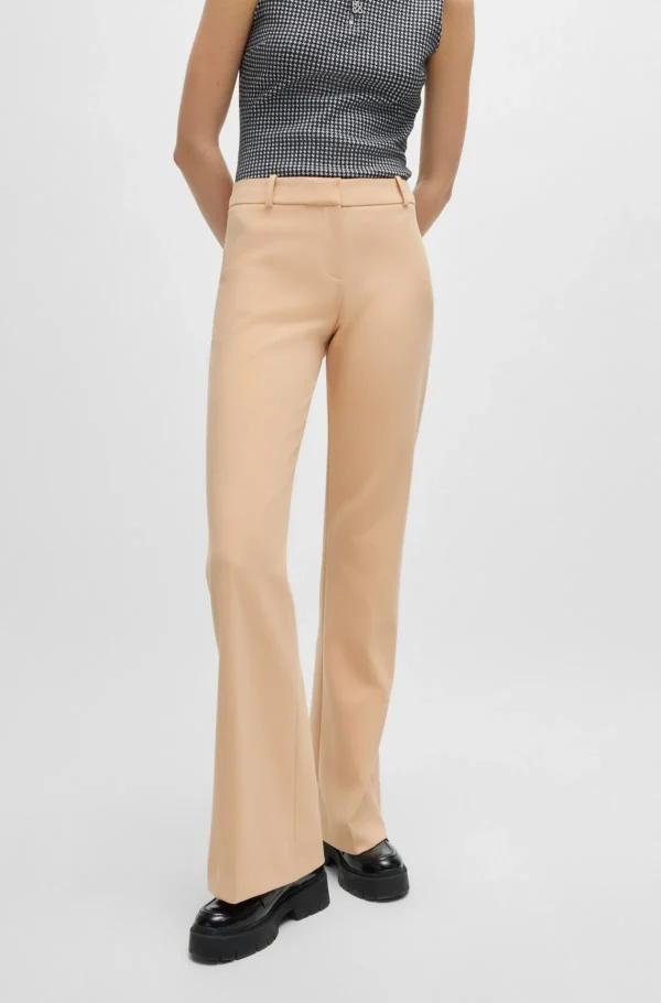 HUGO BOSS Bukser Med Regular Fit I Stof Med Stræk Og Bootcut-ben Lys beige Clearance