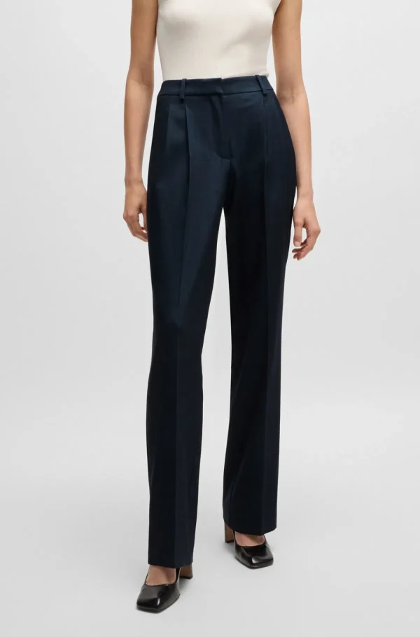 HUGO BOSS Bukser Med Regular Fit I Twill Med Denimeffekt Mørkeblå Fashion