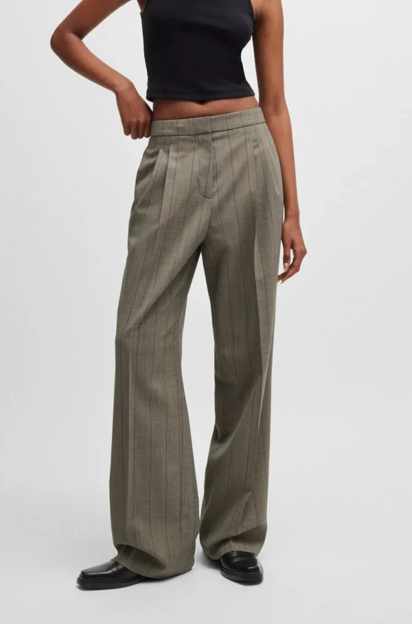 HUGO BOSS Bukser Med Relaxed Fit Og Lodret Stribe Brun mønstret Shop