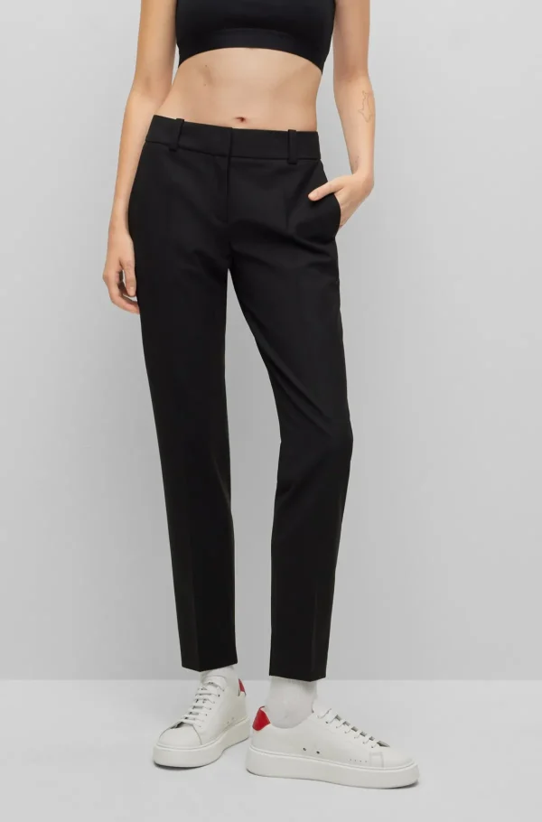 HUGO BOSS Bukser Med Slim Fit Og Slidser I Stof Med Stræk Sort Flash Sale
