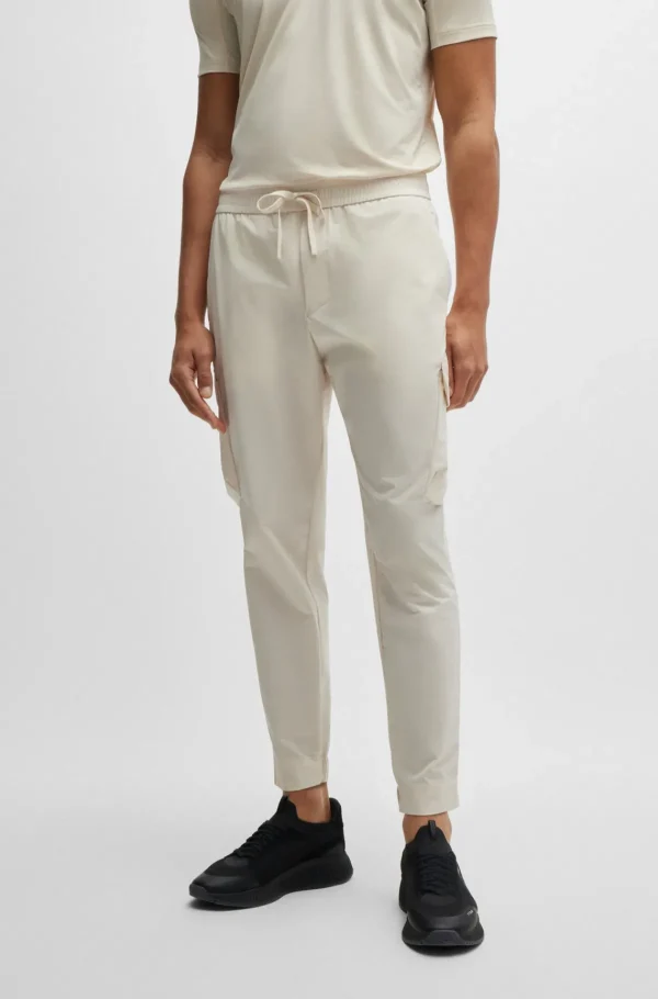 HUGO BOSS Bukser Med Tapered Fit I Strygelet Poplin Med Stræk Hvid Discount