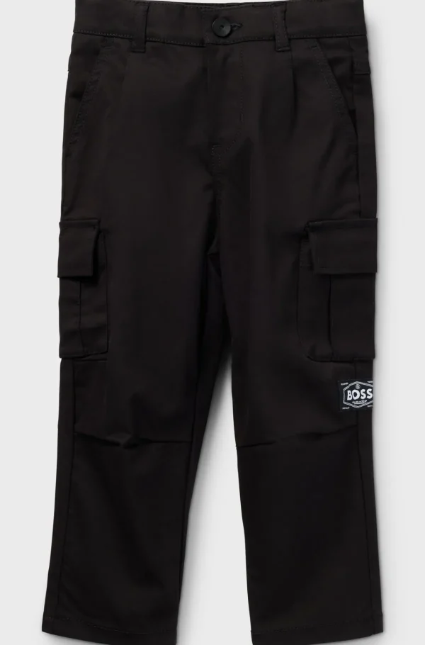 HUGO BOSS Bukser Til Børn Med Tapered Fit I Bomuldstwill Med Stræk Sort Flash Sale