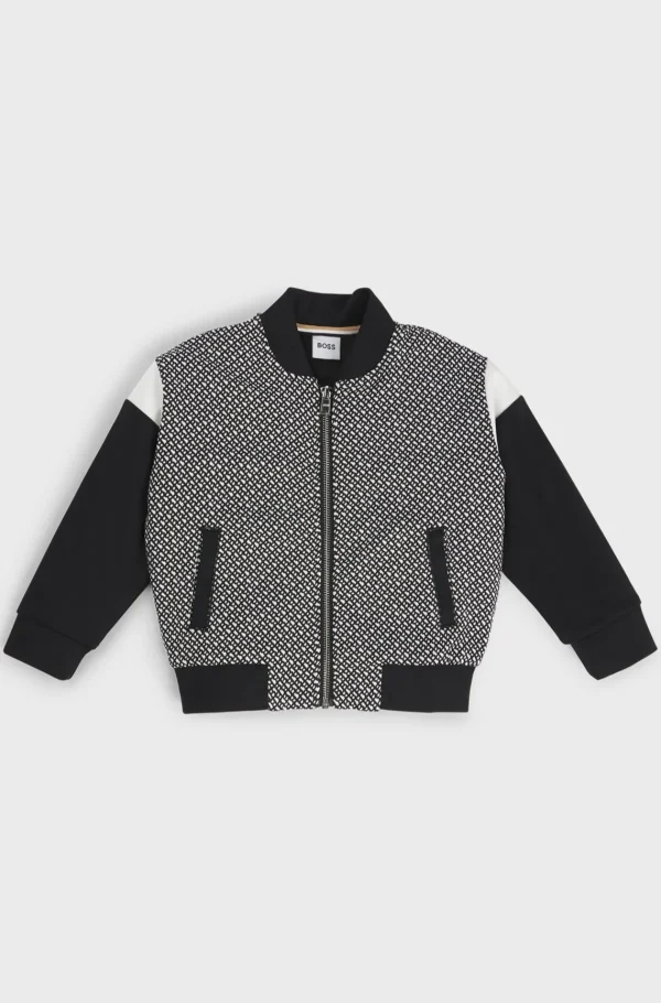 HUGO BOSS Cardigan Til Børn Med Lynlås Og Monogram Mønstret Sale