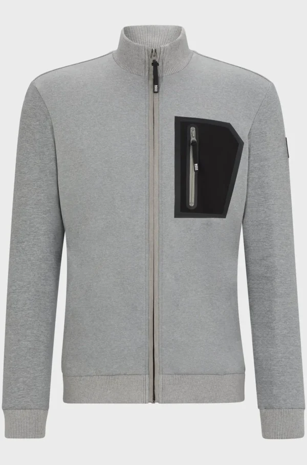 HUGO BOSS Cardigan Til Hestesport Med Brystlommer Med Lynlås Grå Best Sale