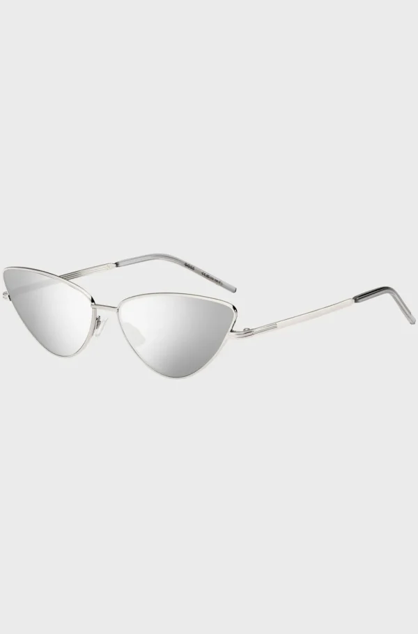 HUGO BOSS Cat-eye-solbriller I Stål Med Signaturdetaljer Sølv Best Sale