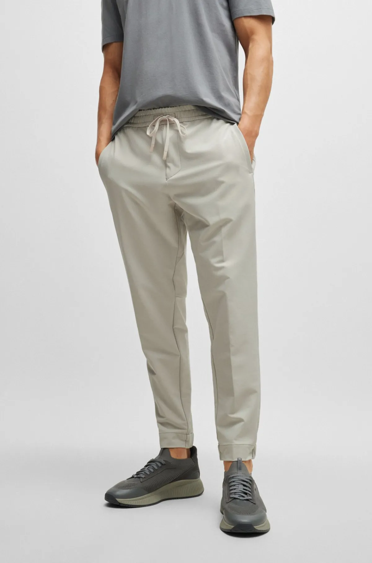 HUGO BOSS Chinos Med Tapered Fit I Strygelet Stof Med Stræk I Fire Retninger Lys beige Flash Sale