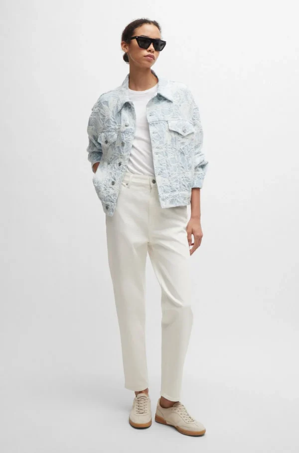 HUGO BOSS Cremefarvede Jeans I Denim Med Stræk Hvid Discount