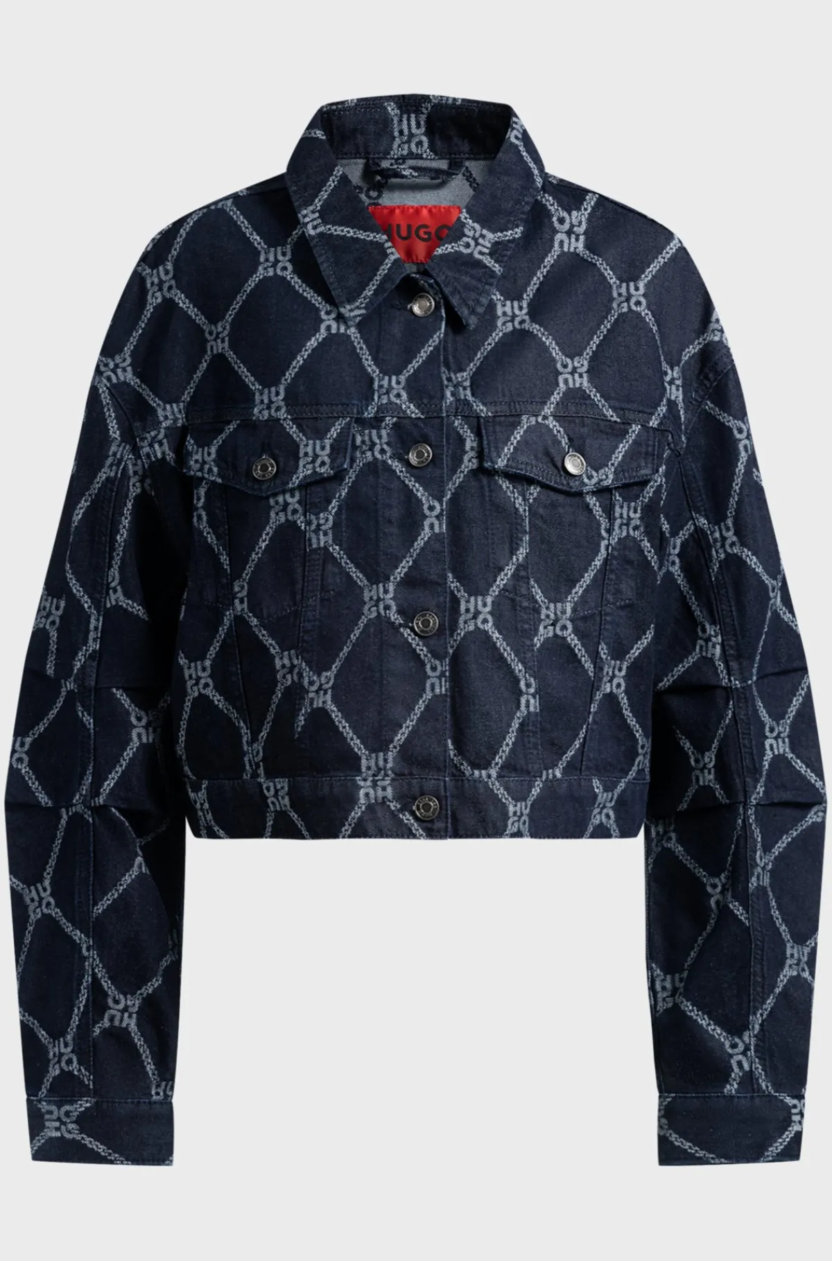 cropped_denimjakke_med_logografik_0.webp HUGO BOSS Cropped Denimjakke Med Logografik Mørkeblå Flash Sale