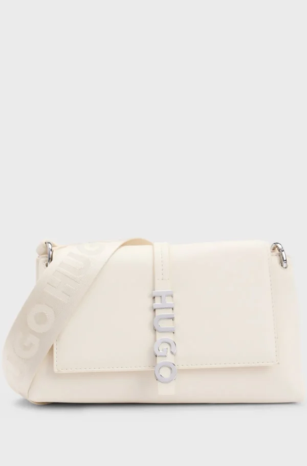 HUGO BOSS Crossbody-taske I Imiteret Læder Med Logodetalje På Lukningen Naturlig Best Sale