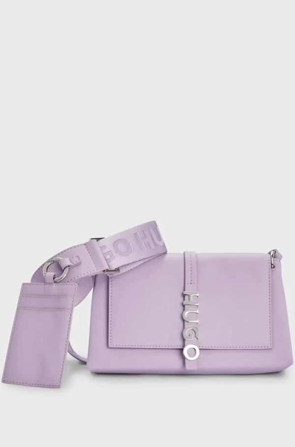 HUGO BOSS Crossbody-taske I Imiteret Læder Med Logodetaljer Lyslilla Flash Sale
