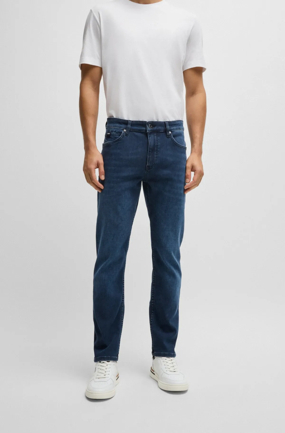 HUGO BOSS Delaware Jeans Med I Blå Strikket Denim Med Stræk Mørkeblå Hot