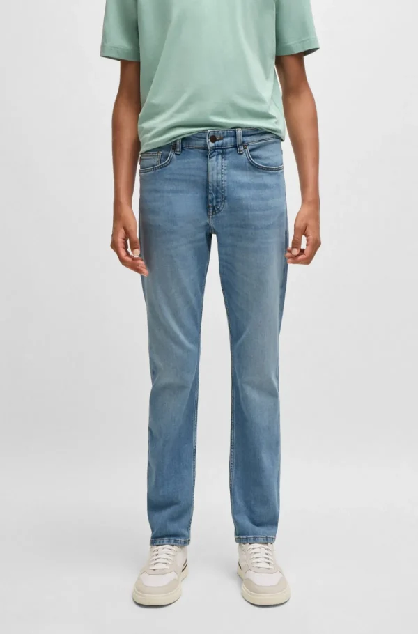 HUGO BOSS Delaware Jeans Med Slim Fit I Blå Behagelig Denim Med Stræk Lyseblå Sale