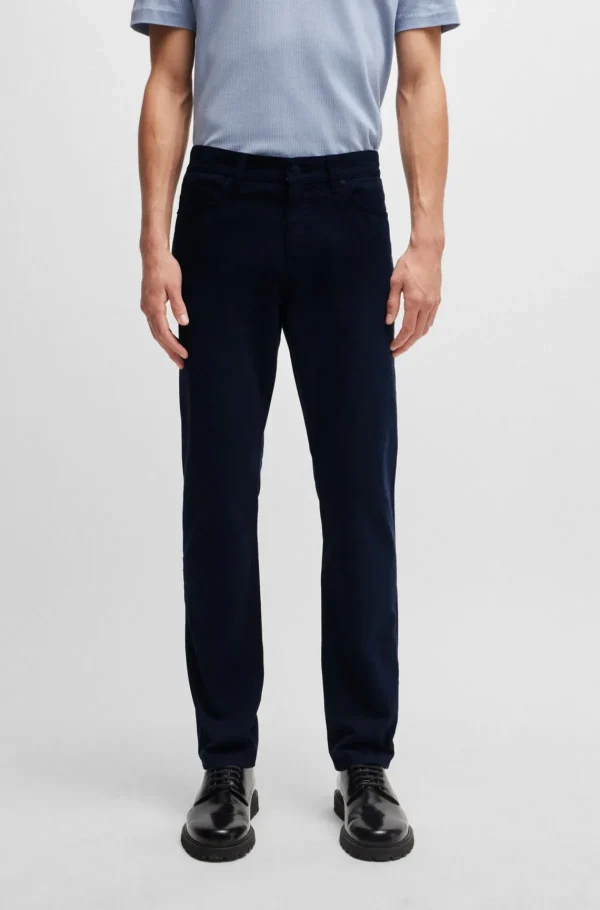 HUGO BOSS Delaware Jeans Med Slim Fit I Bomuldsgabardine Med Stræk Mørkeblå Flash Sale