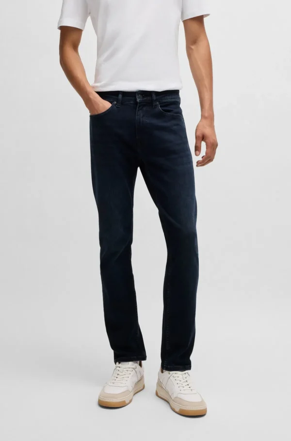 HUGO BOSS Delaware Jeans Med Slim Fit I Ekstra Blød Og Lækker Blåsort Denim Mørkeblå Outlet