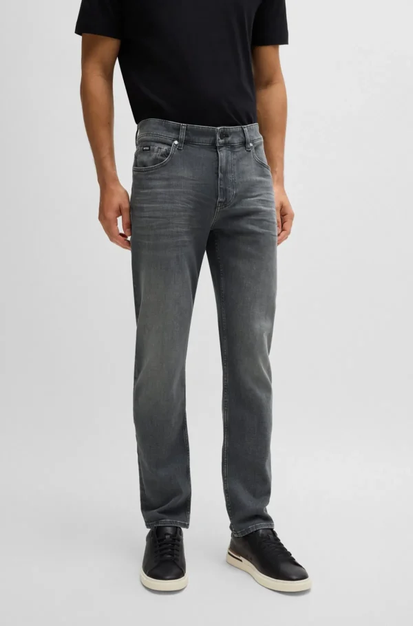 HUGO BOSS Delaware Jeans Med Slim Fit I Denim Med Stræk Grå Discount
