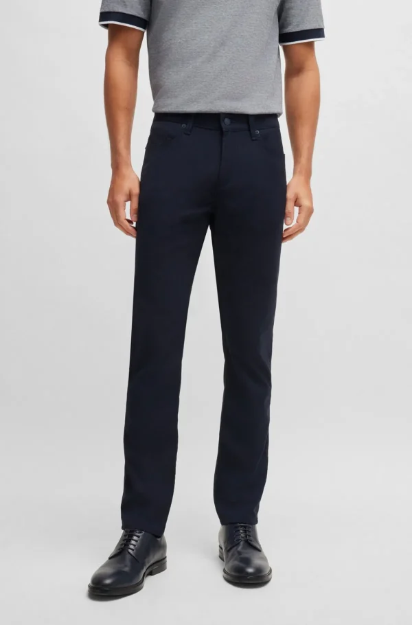 HUGO BOSS Delaware Jeans Med Slim Fit I Vævet Strækmateriale Mørkeblå Flash Sale