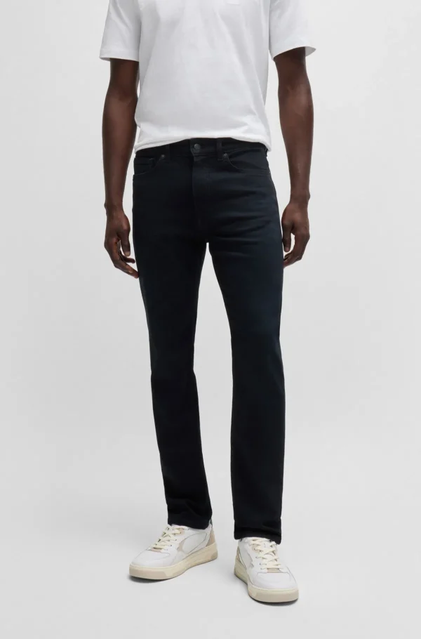 HUGO BOSS Delaware Slim Fit Jeans I Blåsort Denim Med Behageligt Stræk Mørkeblå Outlet