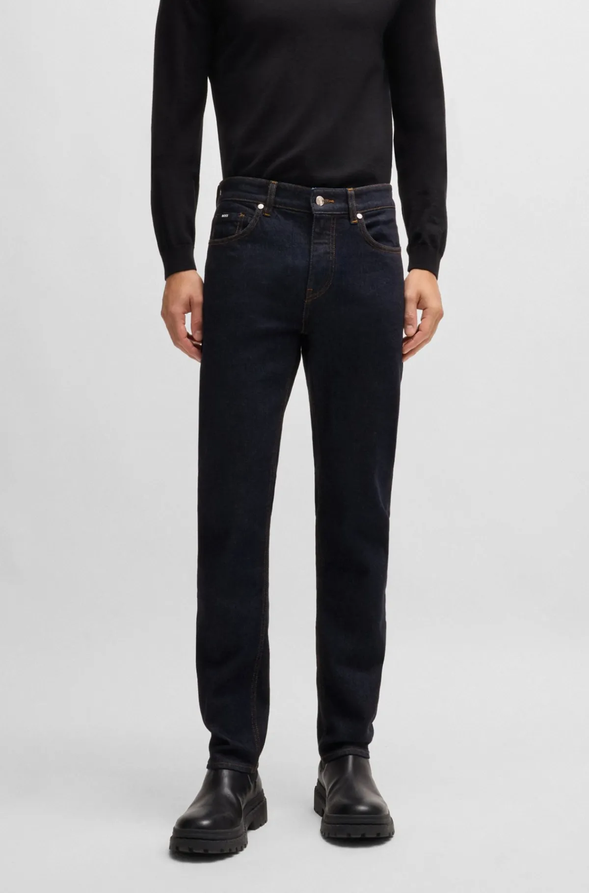 HUGO BOSS Delaware Slim Fit Jeans I Denim Med Behageligt Stræk Mørkeblå New