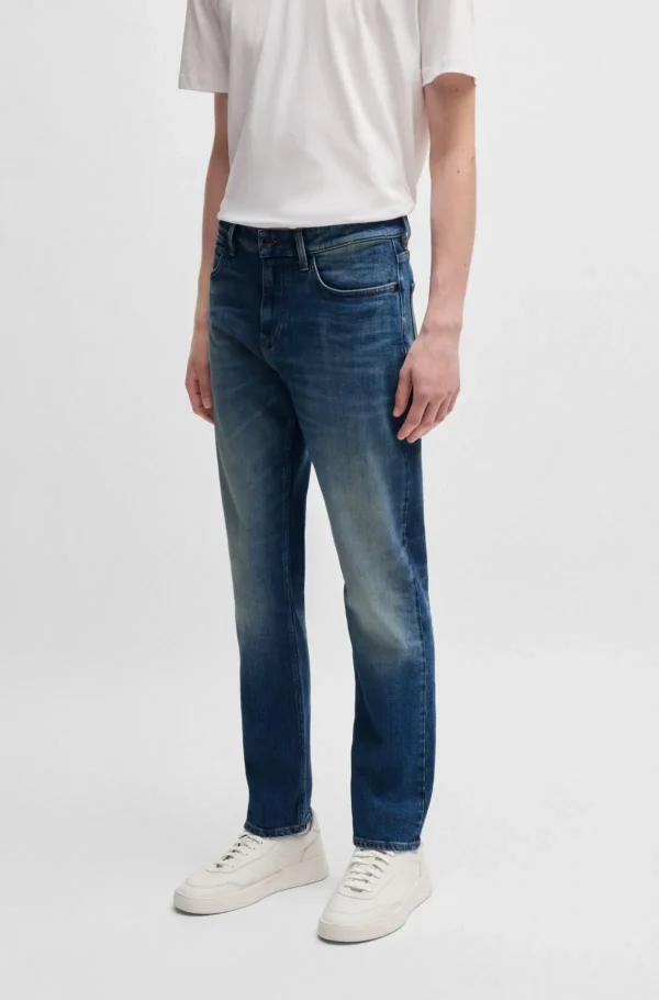 HUGO BOSS Delaware-jeans Med Slim Fit I Denim Med Behageligt Stræk Blå Sale
