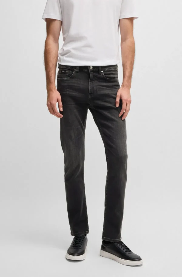 HUGO BOSS Delaware-jeans Med Slim Fit I Ekstra Blød Denim Sort Outlet