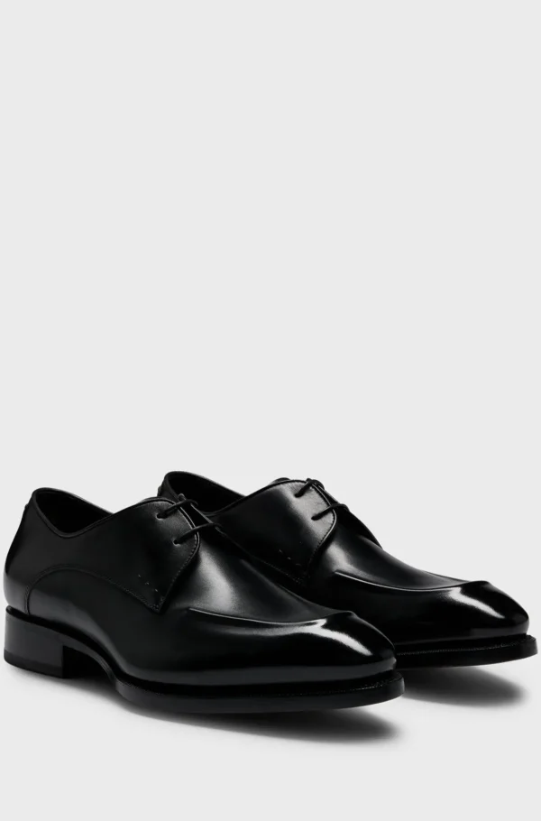 HUGO BOSS Derbysko I Læder Med Apron-toe Og Hældetalje Sort Outlet