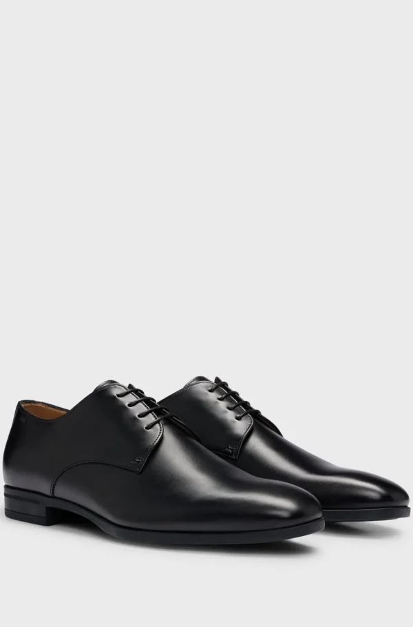 HUGO BOSS Derby-sko I Læder Med Gummisål Sort Cheap
