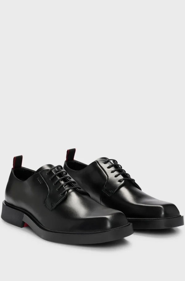 HUGO BOSS Derby-sko I Nappalæder Med Logo Sort Clearance