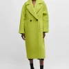HUGO BOSS Dobbeltradet Frakke I Uldblanding Neongrøn Fashion