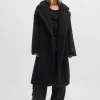 HUGO BOSS Dobbeltradet Frakke Med Oversize Fit I Imiteret Pels Sort Online