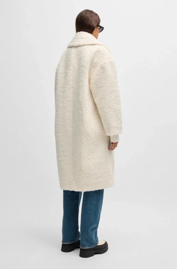 HUGO BOSS Dobbeltradet Frakke Med Oversize Fit I Imiteret Pels Naturlig Best Sale
