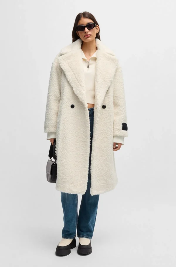 HUGO BOSS Dobbeltradet Frakke Med Oversize Fit I Imiteret Pels Naturlig Best Sale
