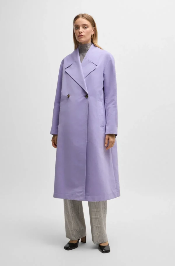 HUGO BOSS Dobbeltradet Frakke Med Vandskyende Finish Lyslilla Cheap