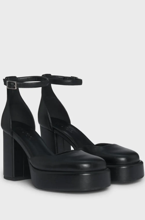 HUGO BOSS D'Orsay Pumps I Imiteret Nappalæder Med Høj Hæl Sort Best Sale