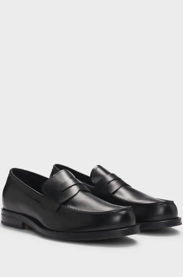 HUGO BOSS Dressletic-pennyloafers Med Slip-on I Læder Sort Fashion