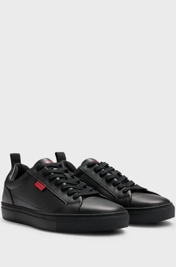 HUGO BOSS Faux-leather Trainers With Red Logo Flag Sort Outlet