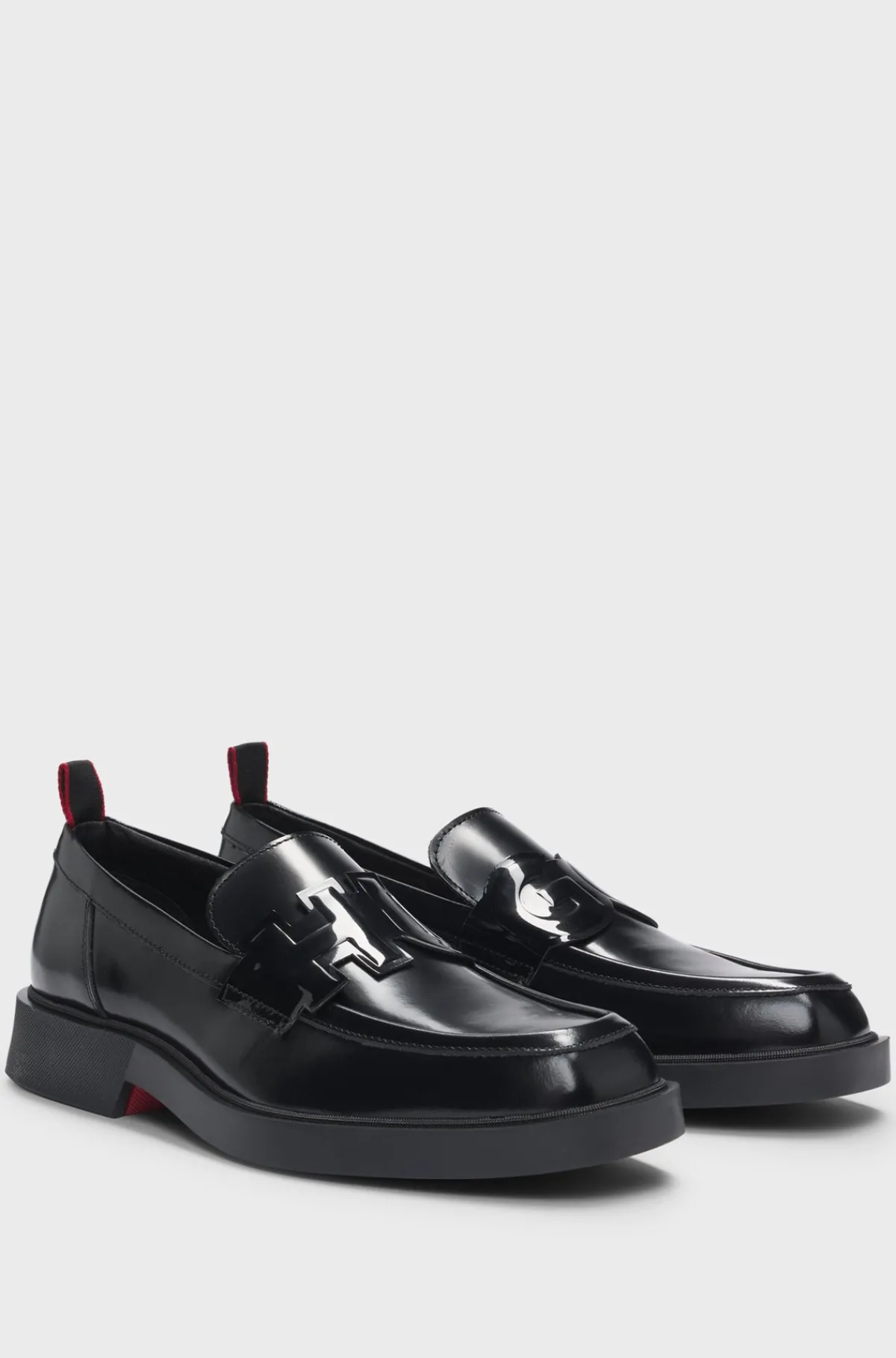 firkantede_loafers_af_brstet_lder_1.webp HUGO BOSS Firkantede Loafers Af Børstet Læder Sort New
