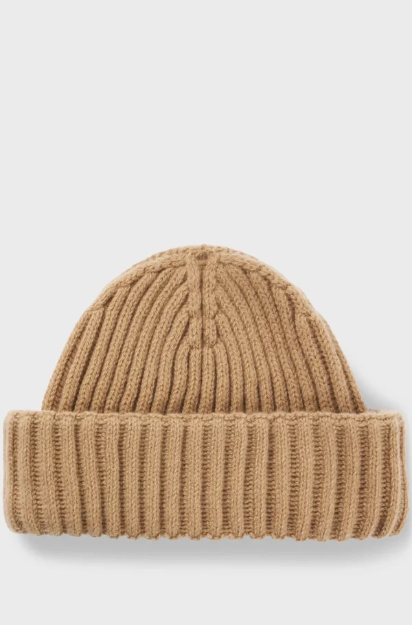 HUGO BOSS Fiskerhue I Ny Uld Og Kashmir Beige Store