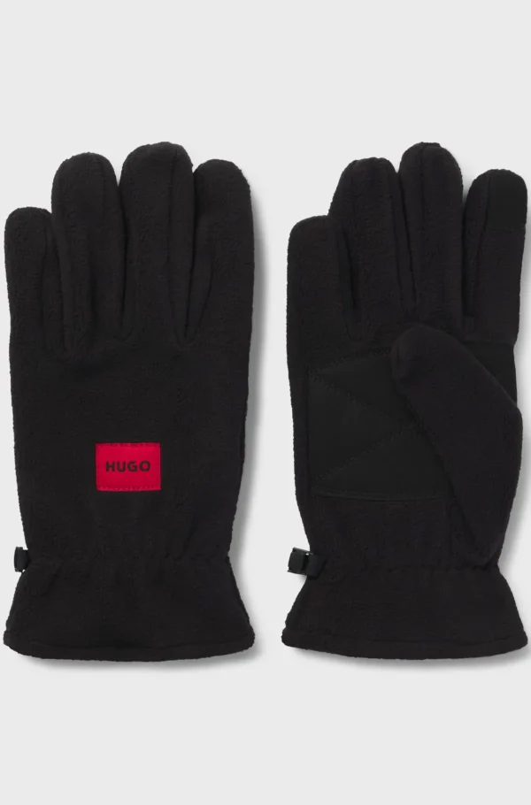 HUGO BOSS Fleecehandsker Med Rødt Logomærkat Sort Discount