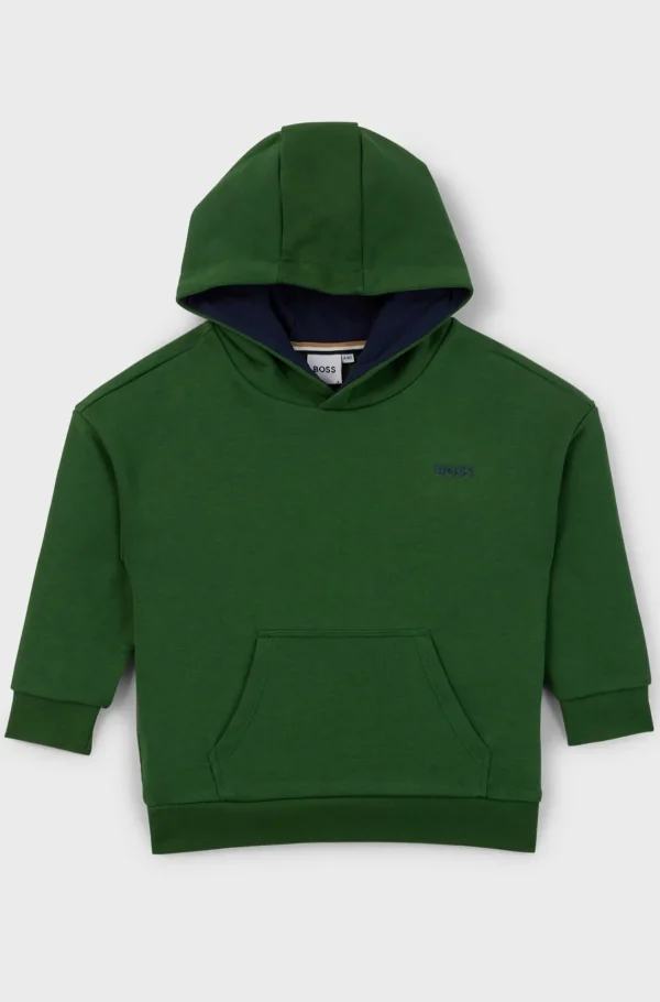 HUGO BOSS Fleecehættetrøje Til Børn Med Logoer Og Grafik Mørkegrøn Shop