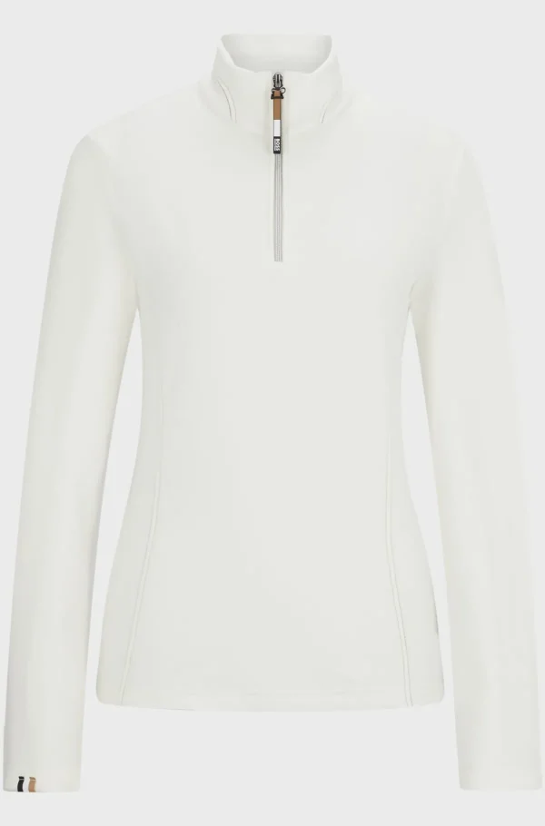 HUGO BOSS Fleecetrøje Til Hestesport Med Lynlåshals I Ultralet Stof Hvid Online