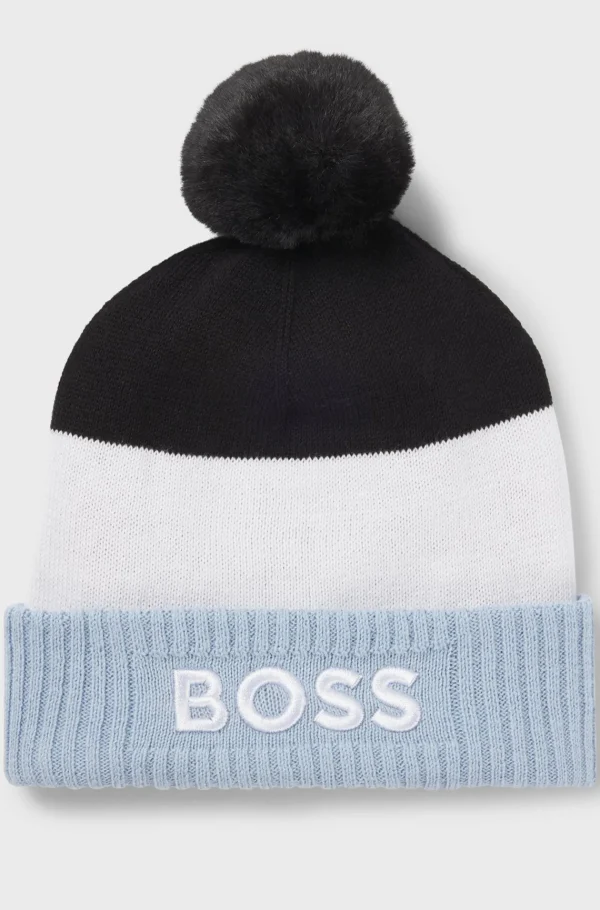 HUGO BOSS Flerfarvet Hue Til Børn Med Pompon Blå Clearance