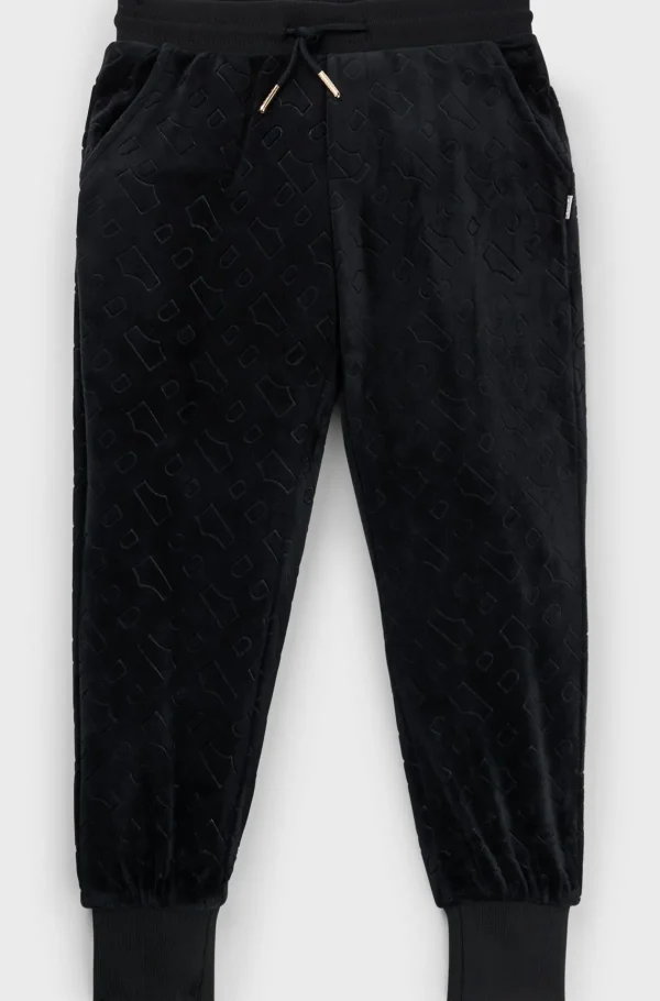 HUGO BOSS Fløjlsbukser Til Børn Med Præget Monogram Sort Store