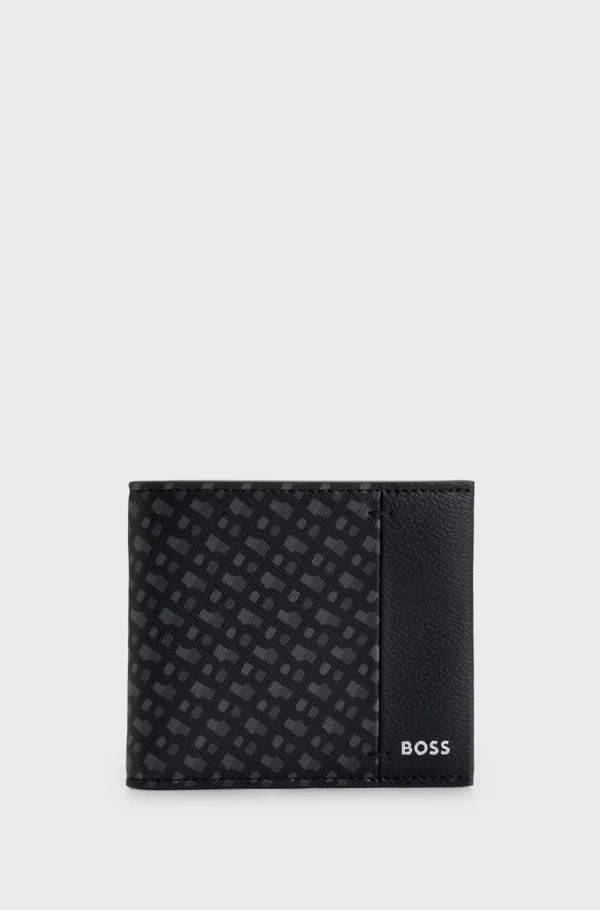 HUGO BOSS Foldepung Med Monogrampanel Og Logo I Sølvfolie Sort Sale