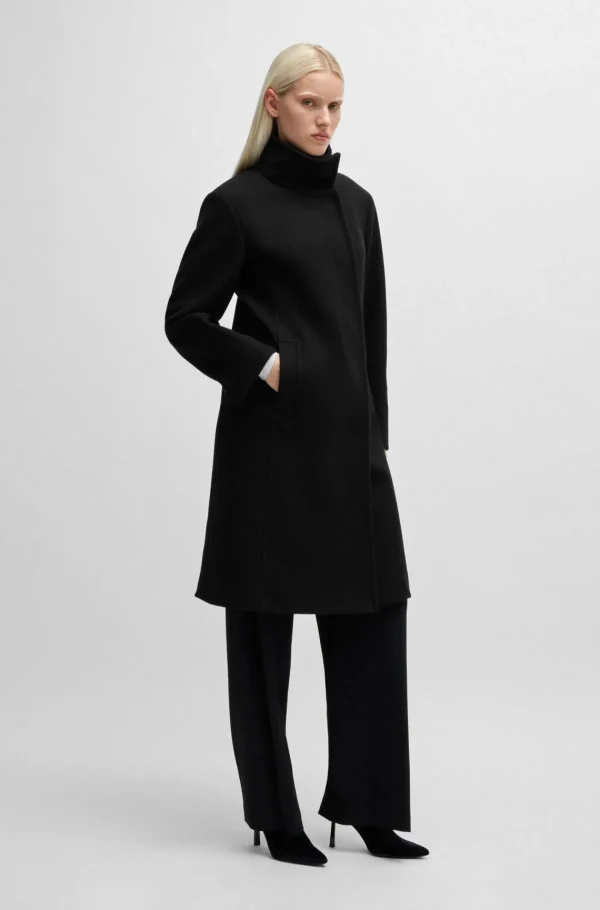 HUGO BOSS Frakke Med Regular Fit Og Skjult Lukning Sort Flash Sale