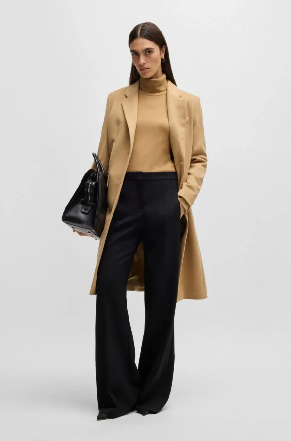 HUGO BOSS Frakke Med Slim Fit I Ny Uld Og Kashmiruld Beige Best Sale