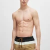 HUGO BOSS Fuldforede Badeshorts Med Colour Blocking Sort/hvid/beige New